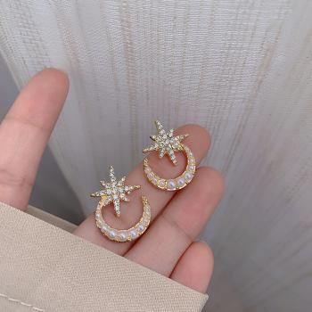 360Home Silber pin Perle luftige Vintage Ohrringe E2123 gold